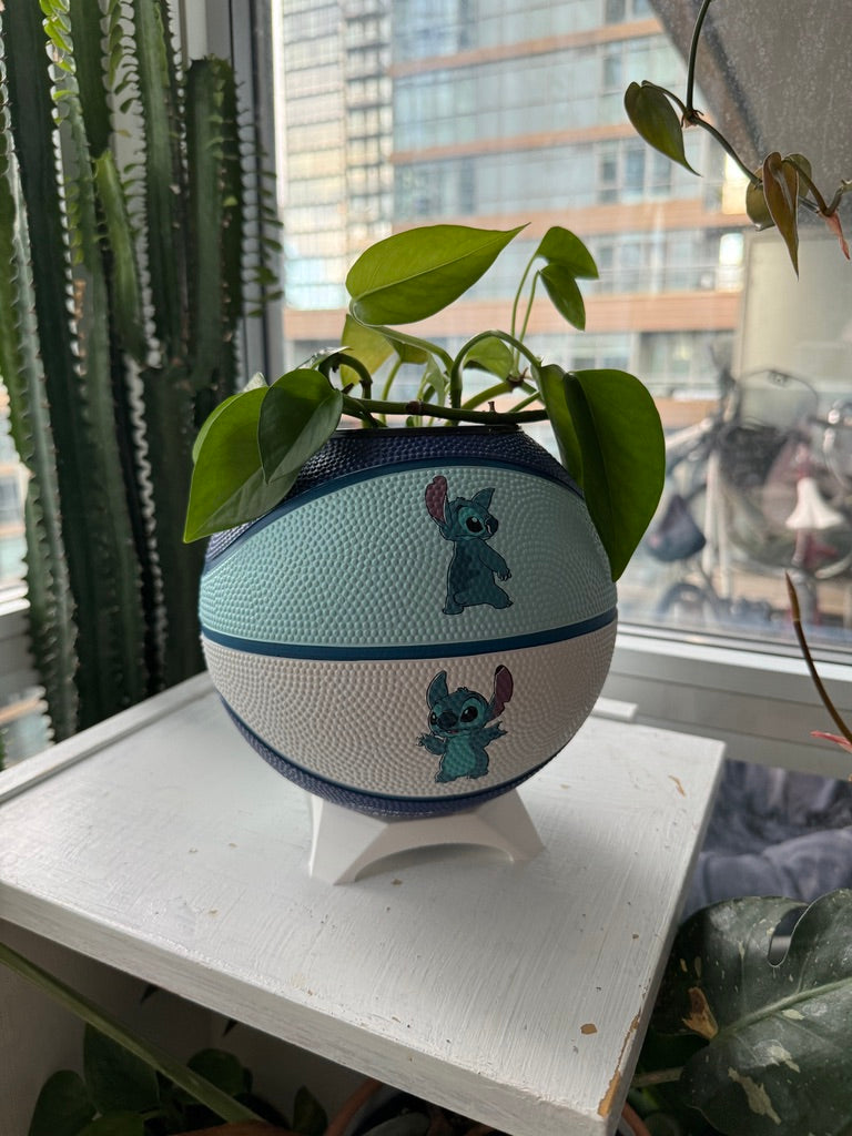 Mini Basketball Planter (Stitch Blue)