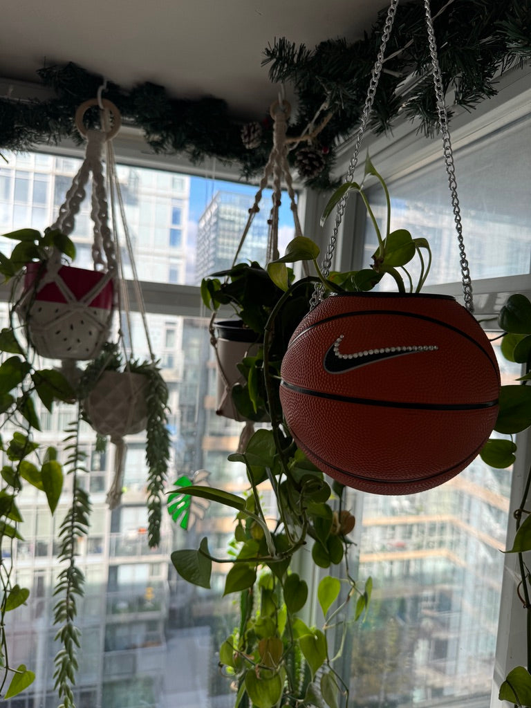 Nike Mini Basketball Hanging Planter (Silver Chain OG - Crystal)