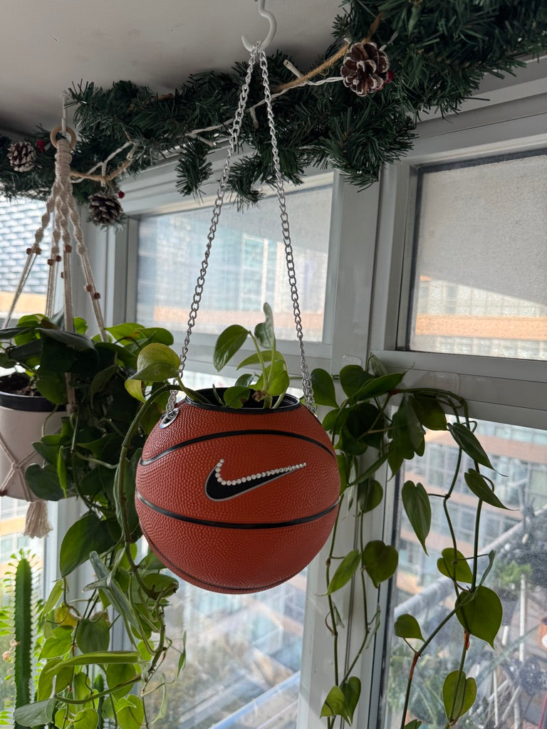 Nike Mini Basketball Hanging Planter (Silver Chain OG - Crystal)