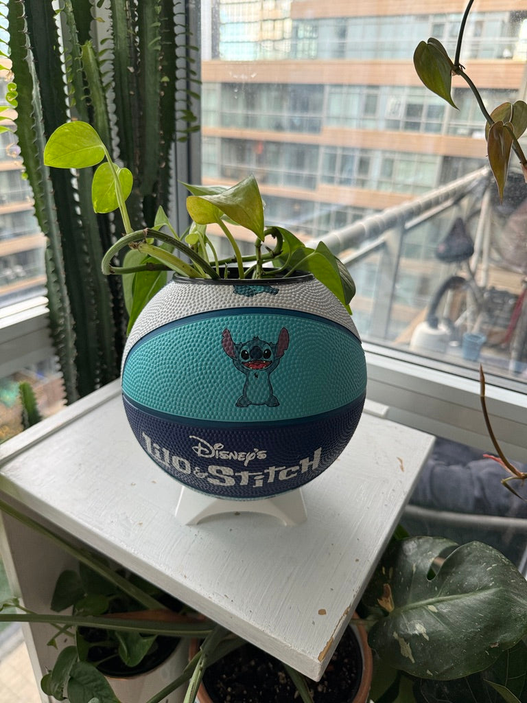 Mini Basketball Planter (Stitch Blue)