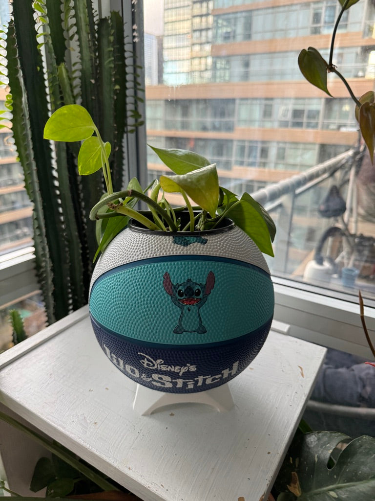 Mini Basketball Planter (Stitch Blue)