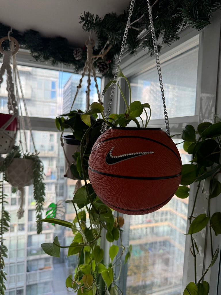 Nike Mini Basketball Hanging Planter (Silver Chain OG - Crystal)
