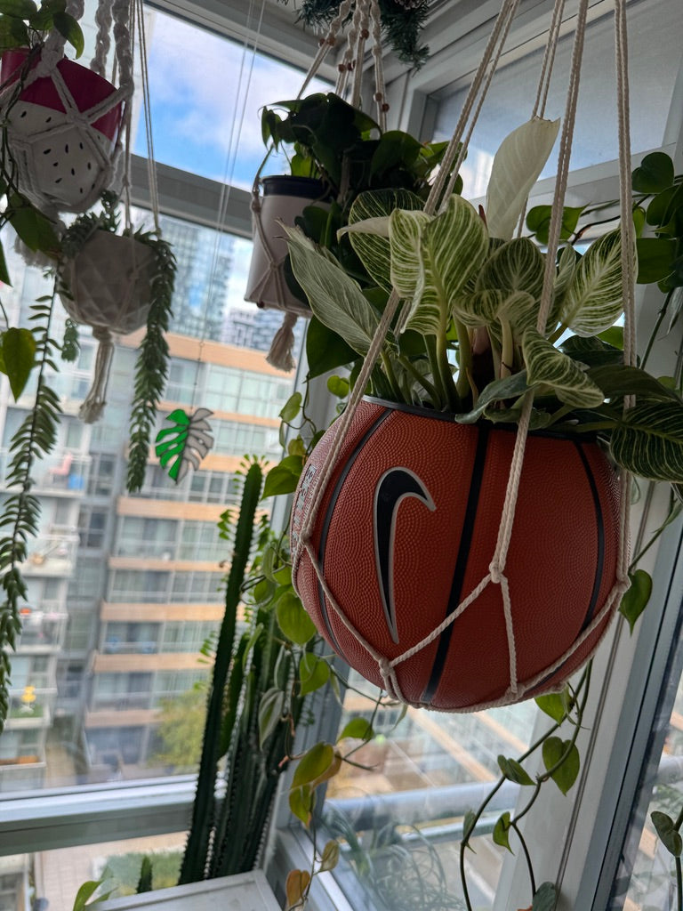 Nike Large Basketball Hanging Planter (White Macrame - Original Reversed)