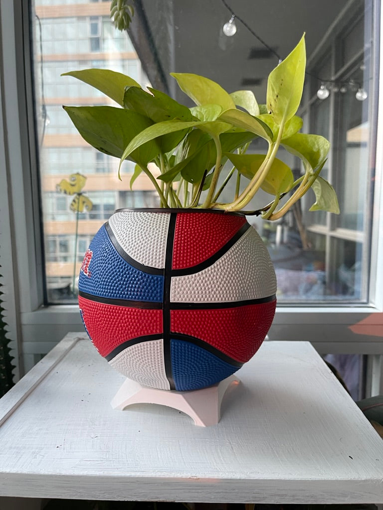 Mini Basketball Planter (NCAA Red/White/Blue)