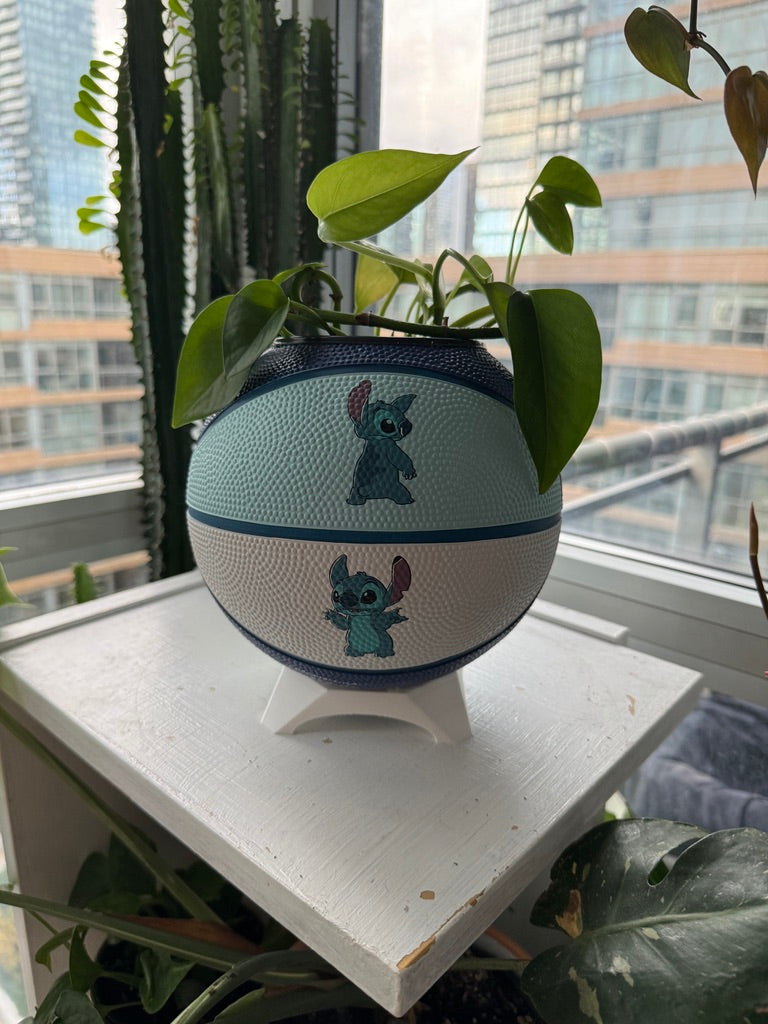 Mini Basketball Planter (Stitch Blue)