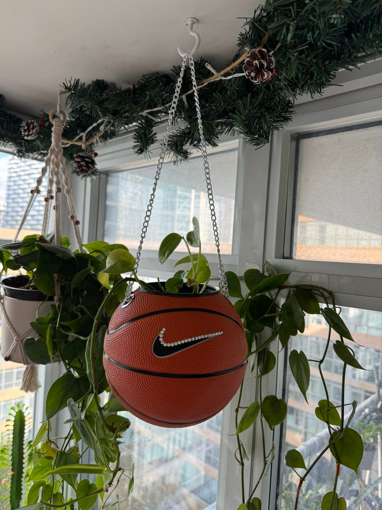 Nike Mini Basketball Hanging Planter (Silver Chain OG - Crystal)