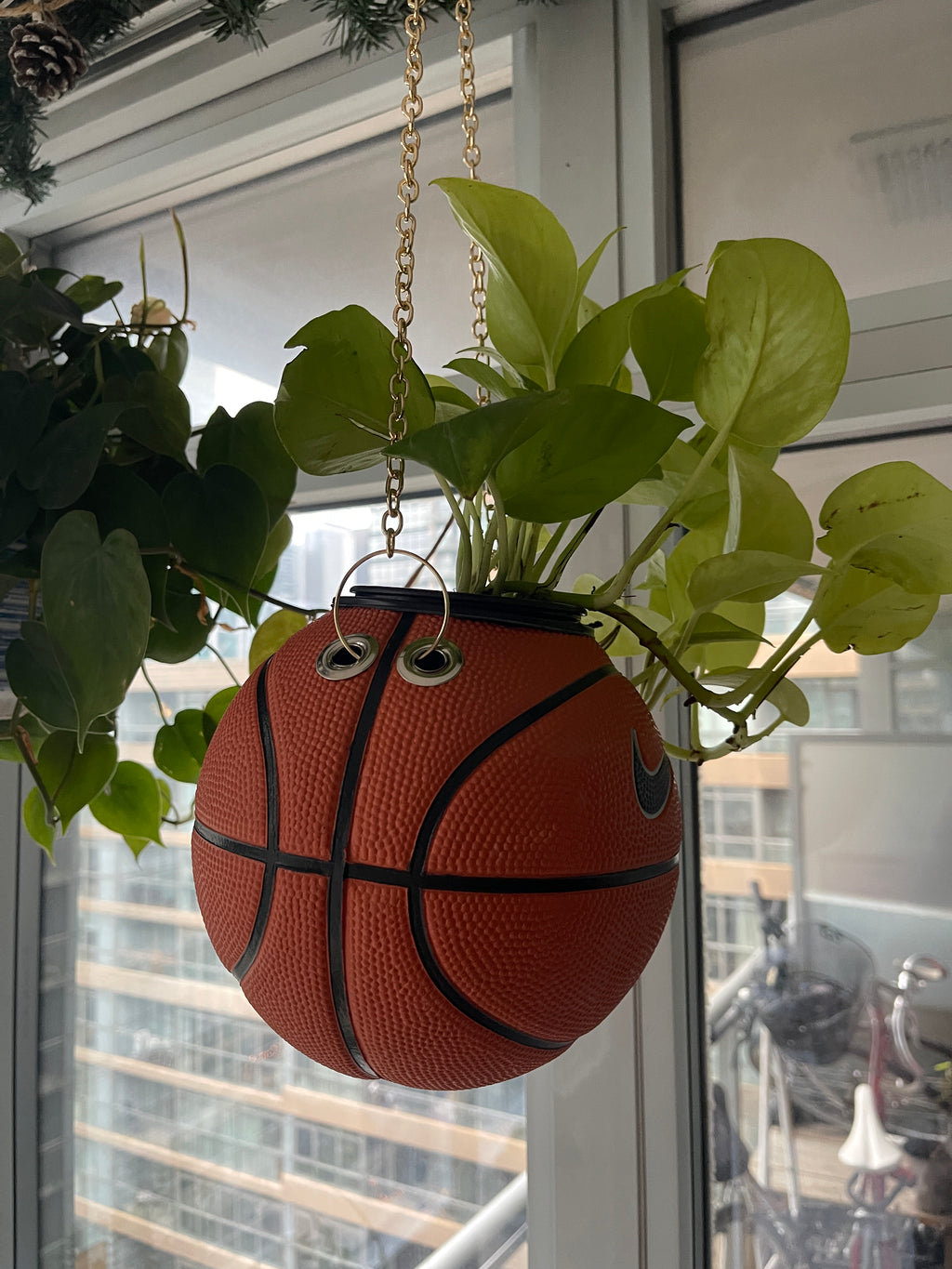 Nike Mini Basketball Hanging Planter (Gold Chain OG)