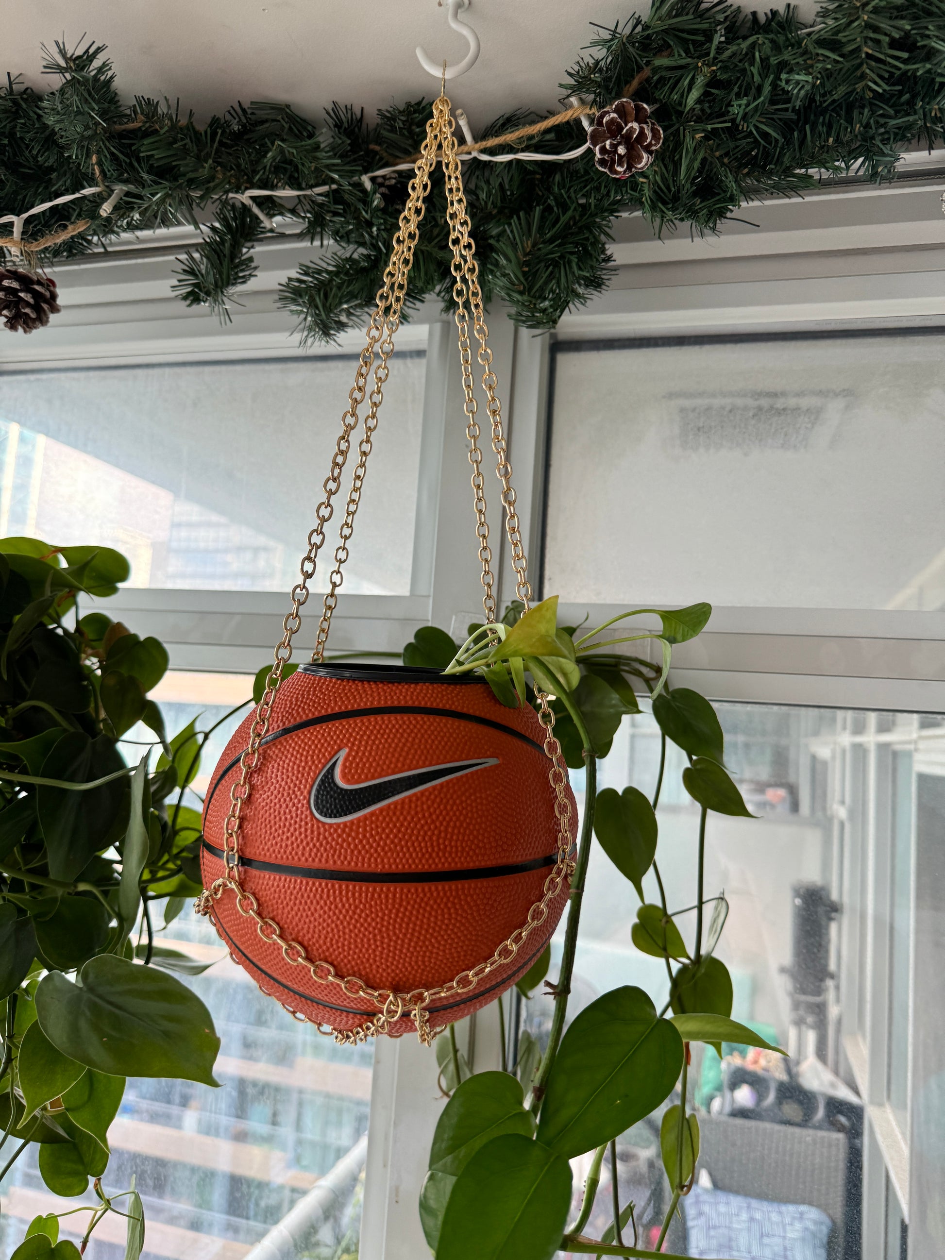 Nike Mini Basketball Chain Hanging Planter (Gold)