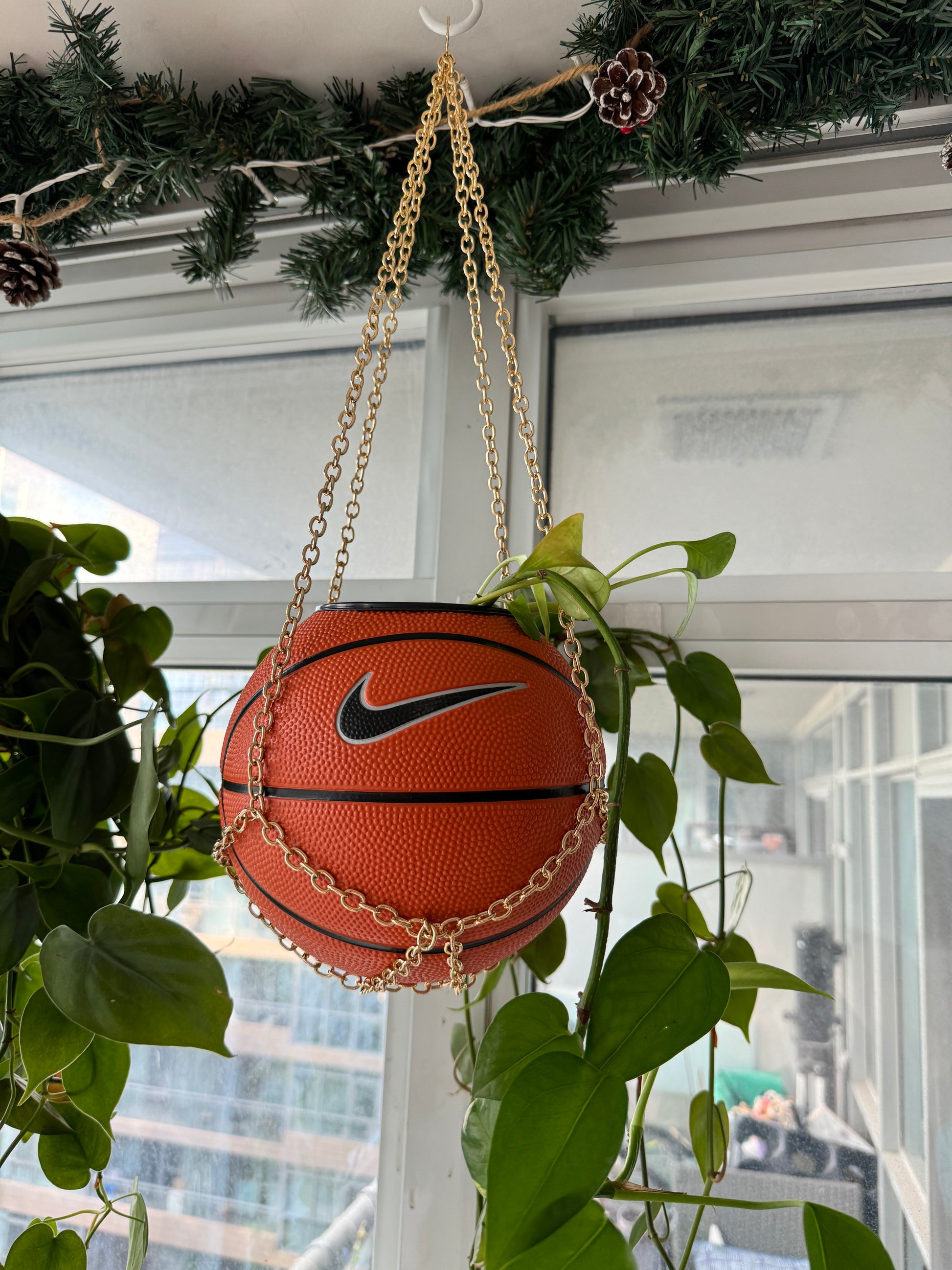 Nike Mini Basketball Chain Hanging Planter (Gold)