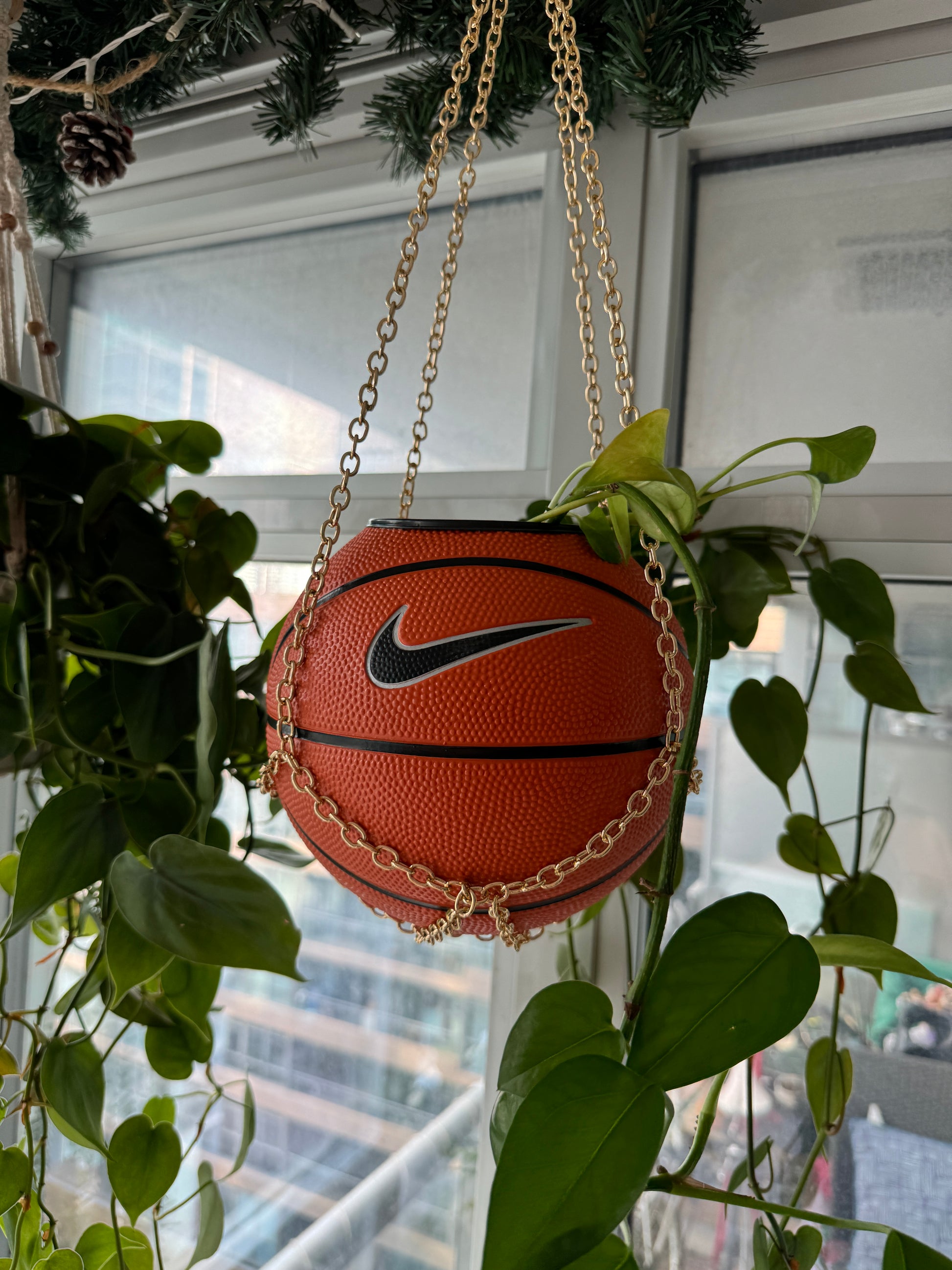 Nike Mini Basketball Chain Hanging Planter (Gold)