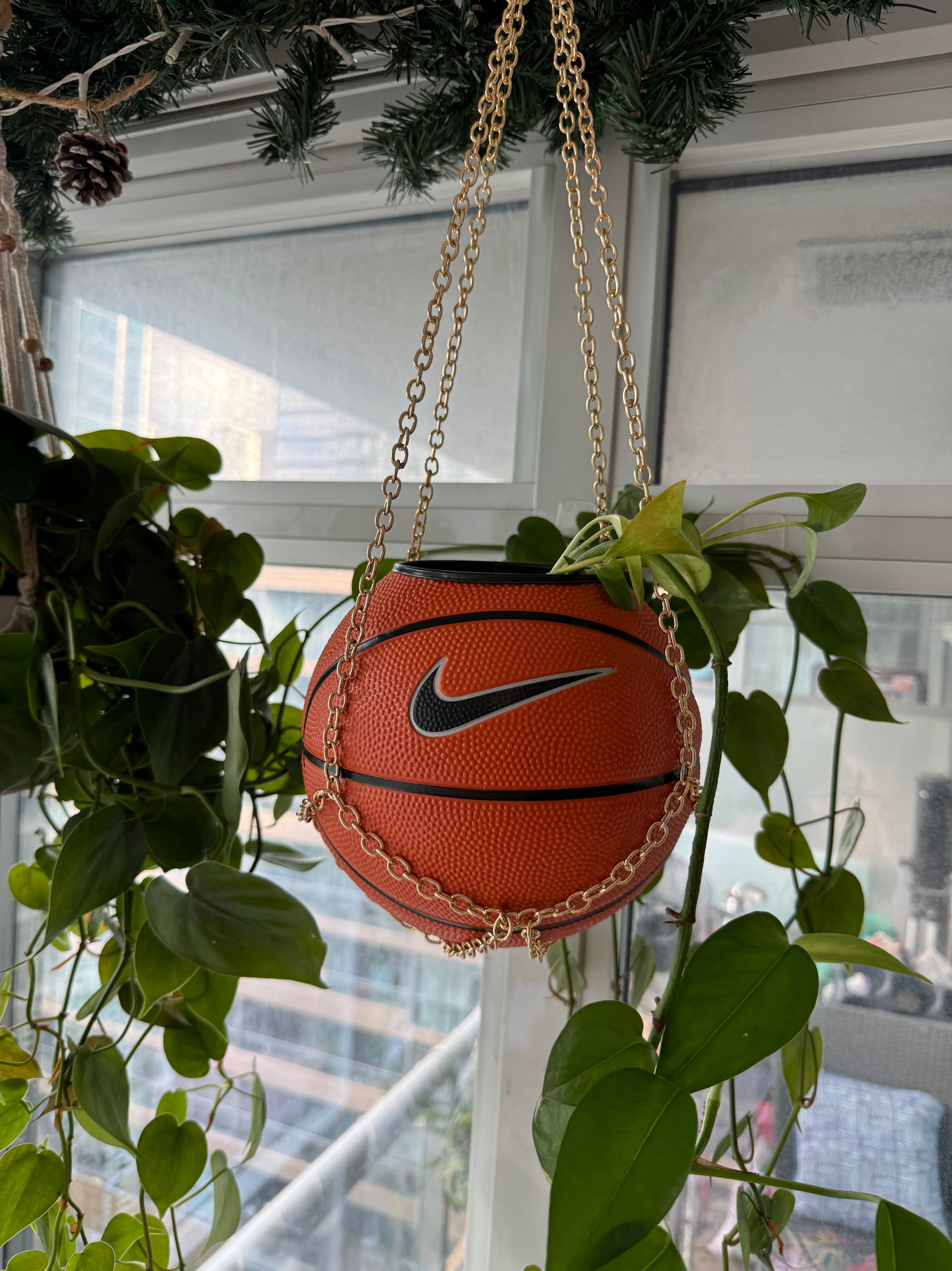 Nike Mini Basketball Chain Hanging Planter (Gold)