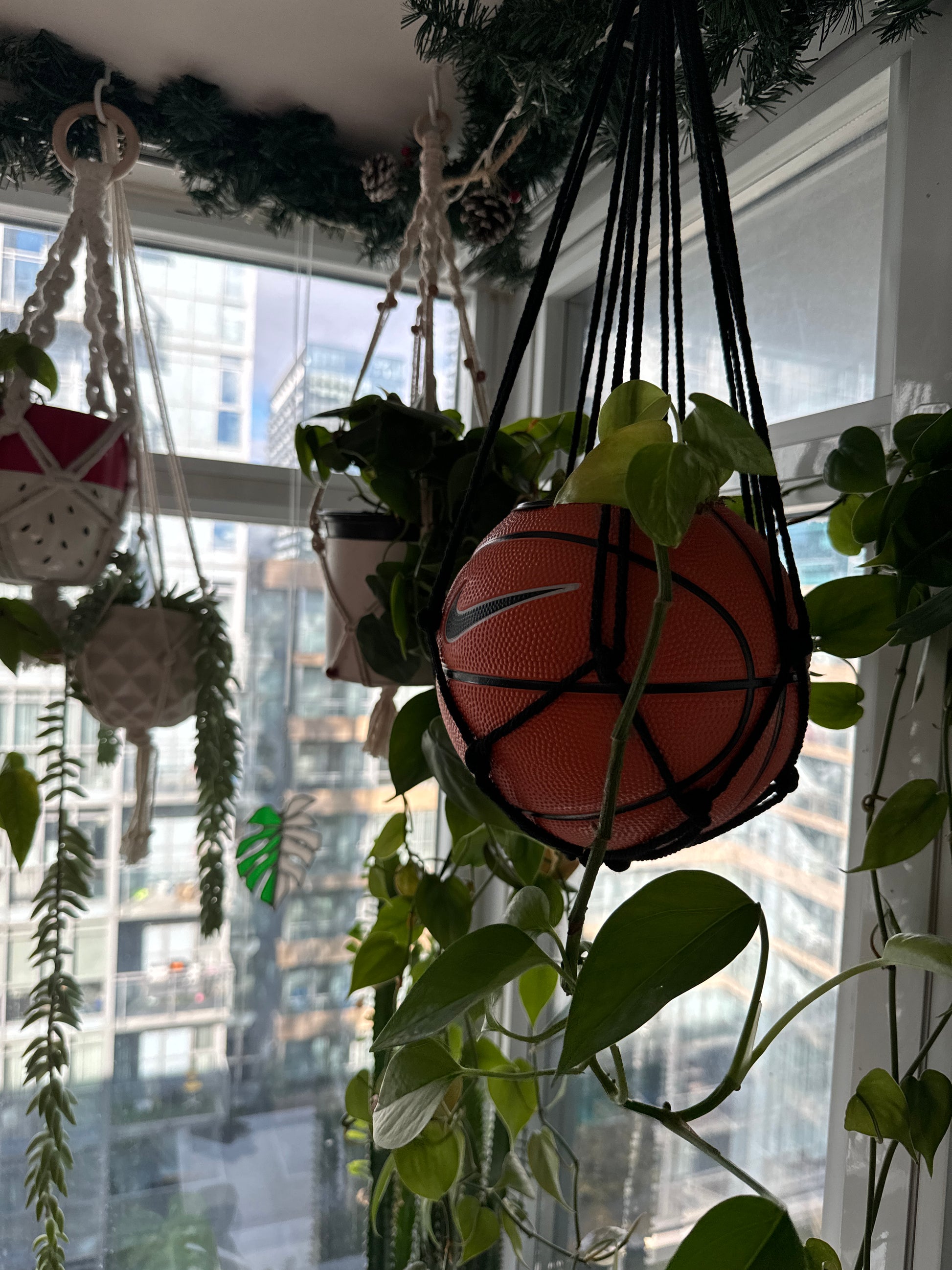 Nike Mini Basketball Hanging Planter (Black Macrame OG)