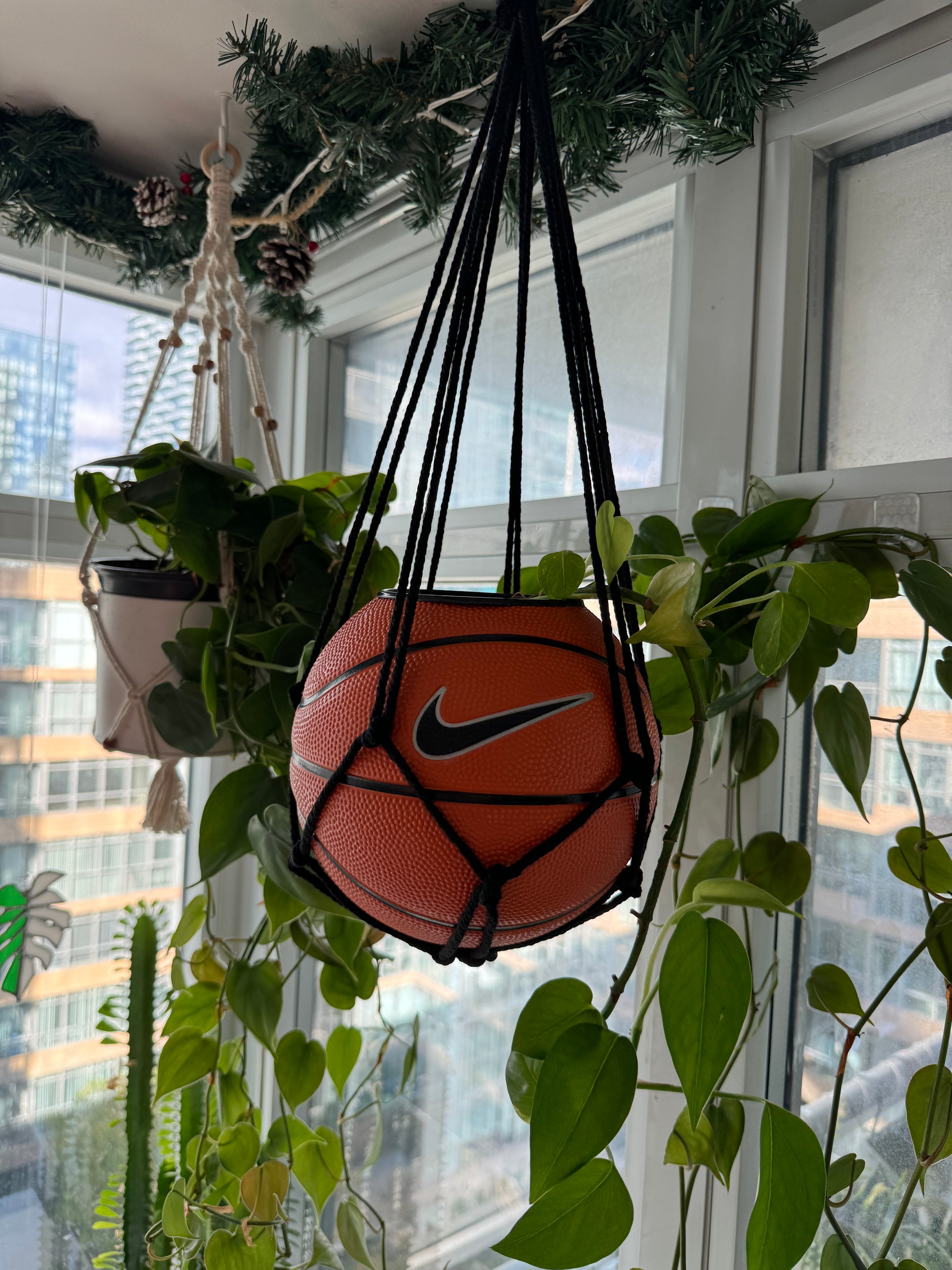 Nike Mini Basketball Hanging Planter (Black Macrame OG)