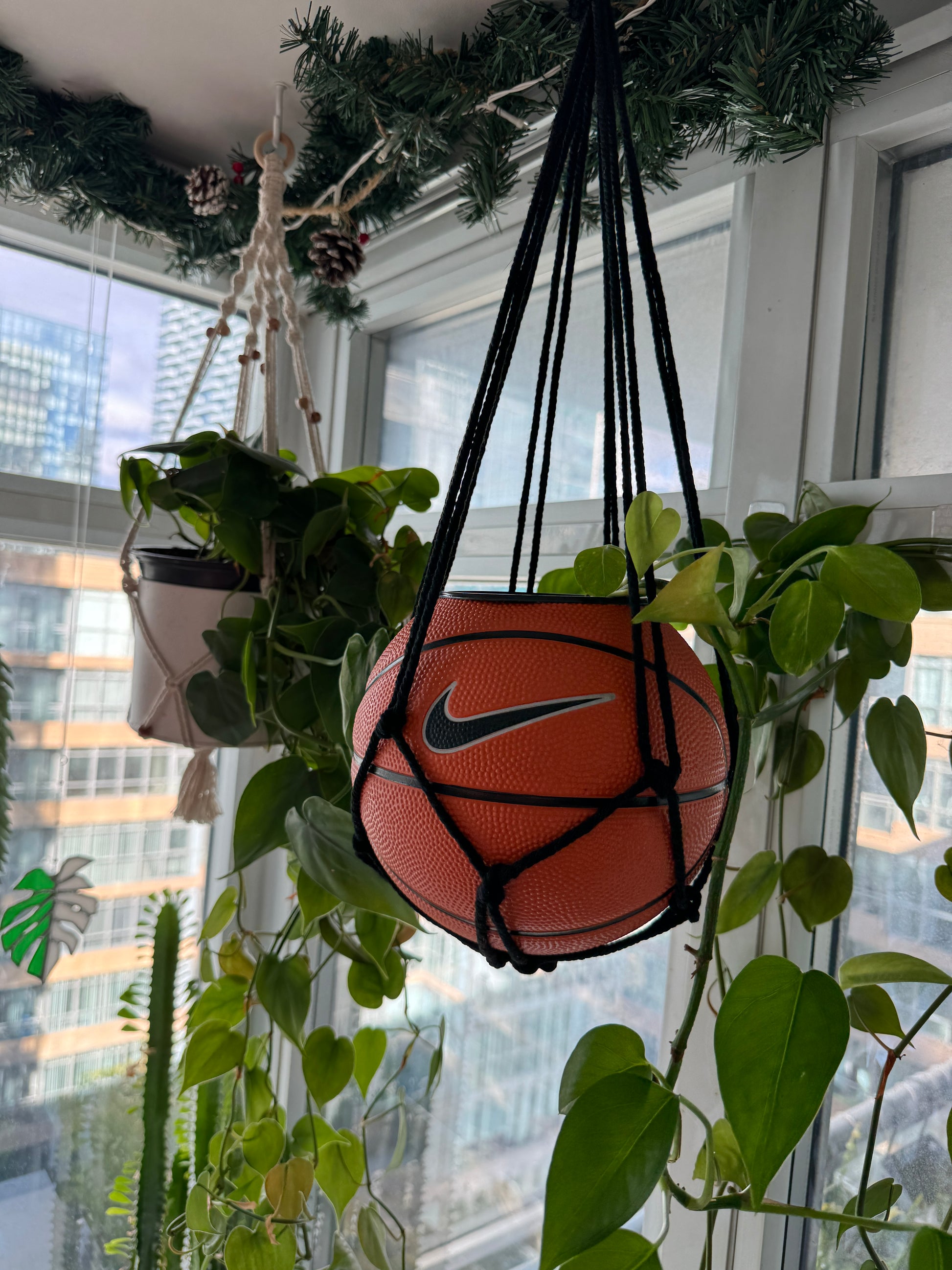 Nike Mini Basketball Hanging Planter (Black Macrame OG)