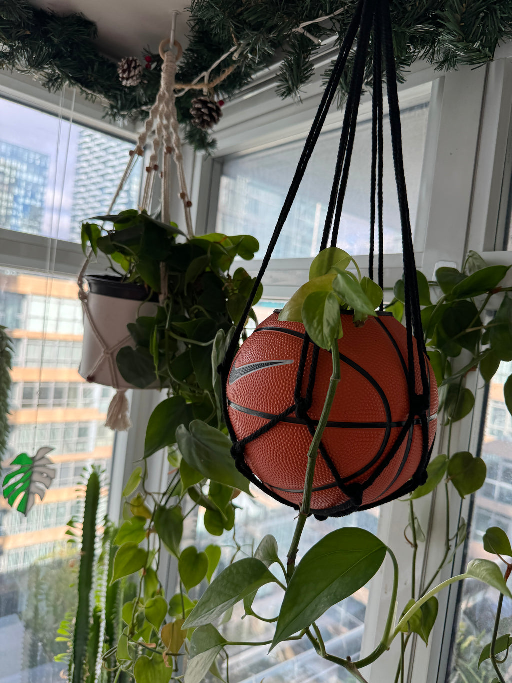 Nike Mini Basketball Hanging Planter (Black Macrame OG)