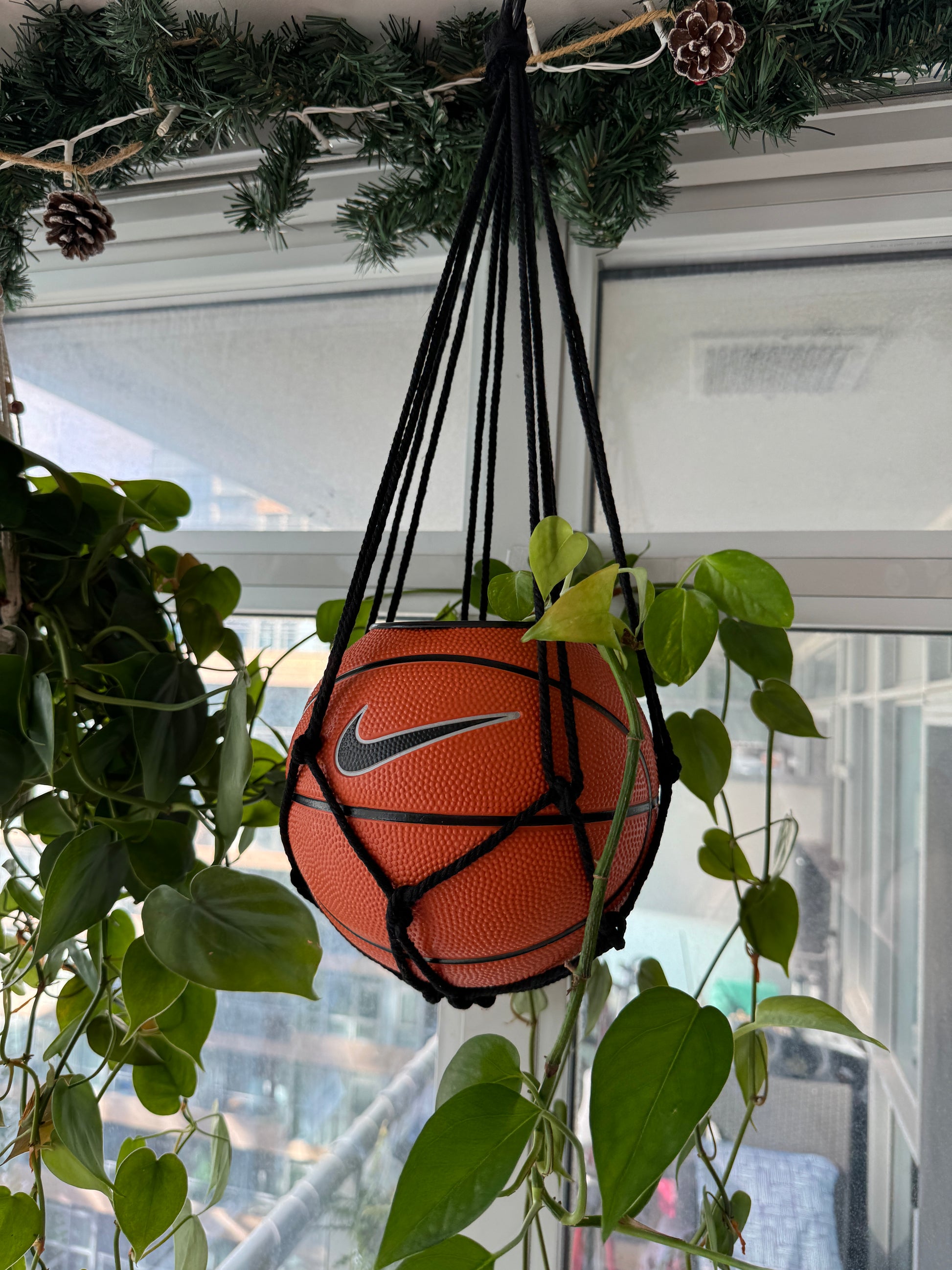 Nike Mini Basketball Hanging Planter (Black Macrame OG)