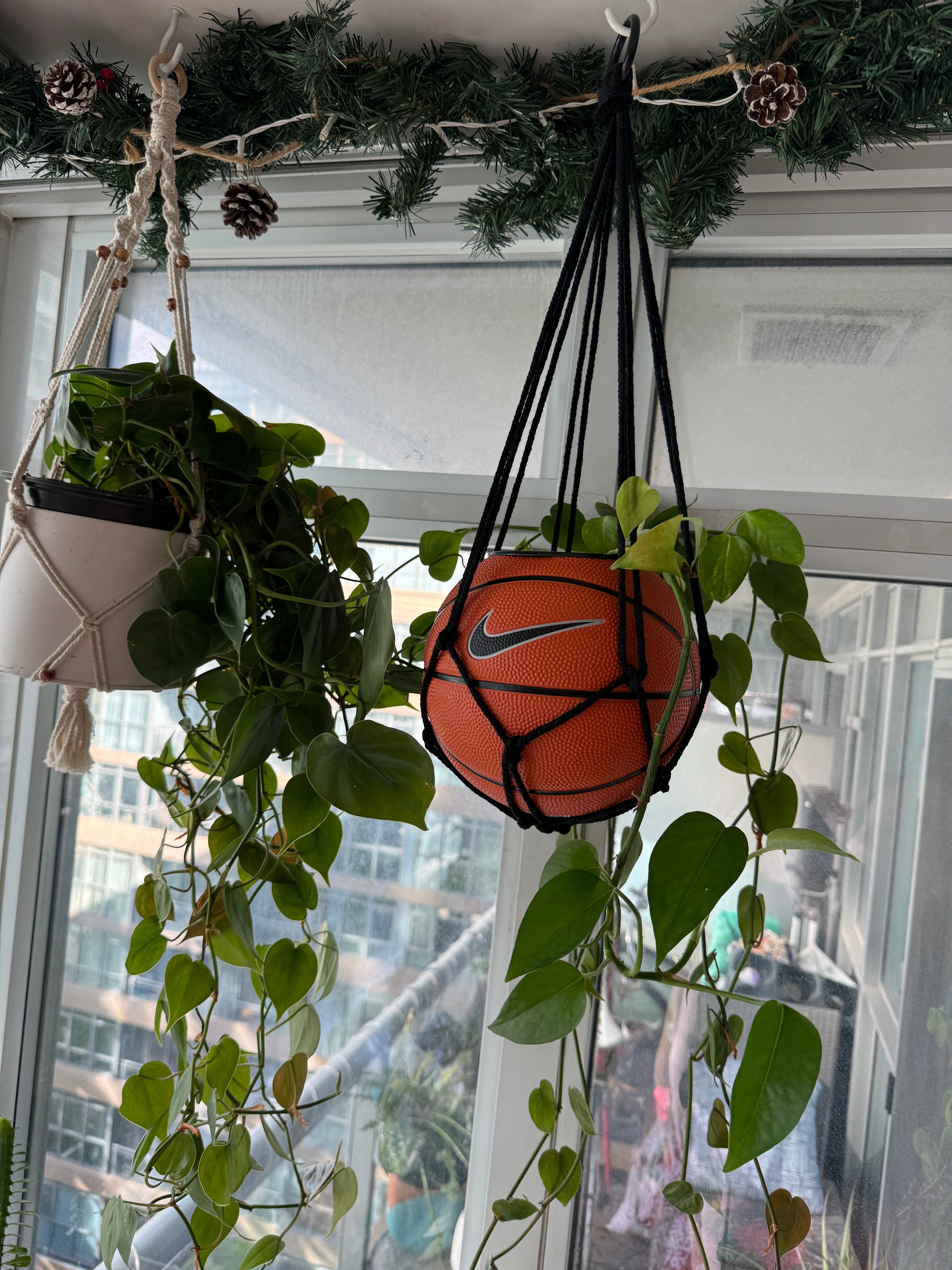 Nike Mini Basketball Hanging Planter (Black Macrame OG)