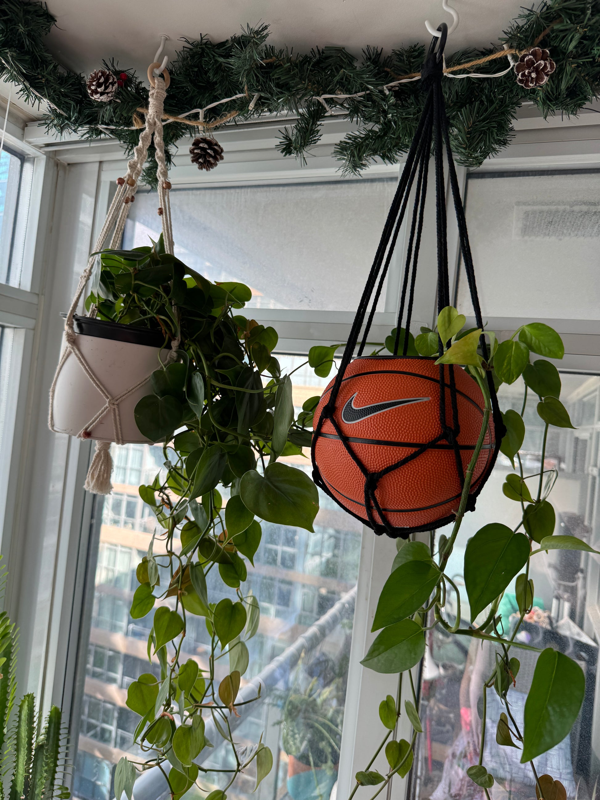 Nike Mini Basketball Hanging Planter (Black Macrame OG)