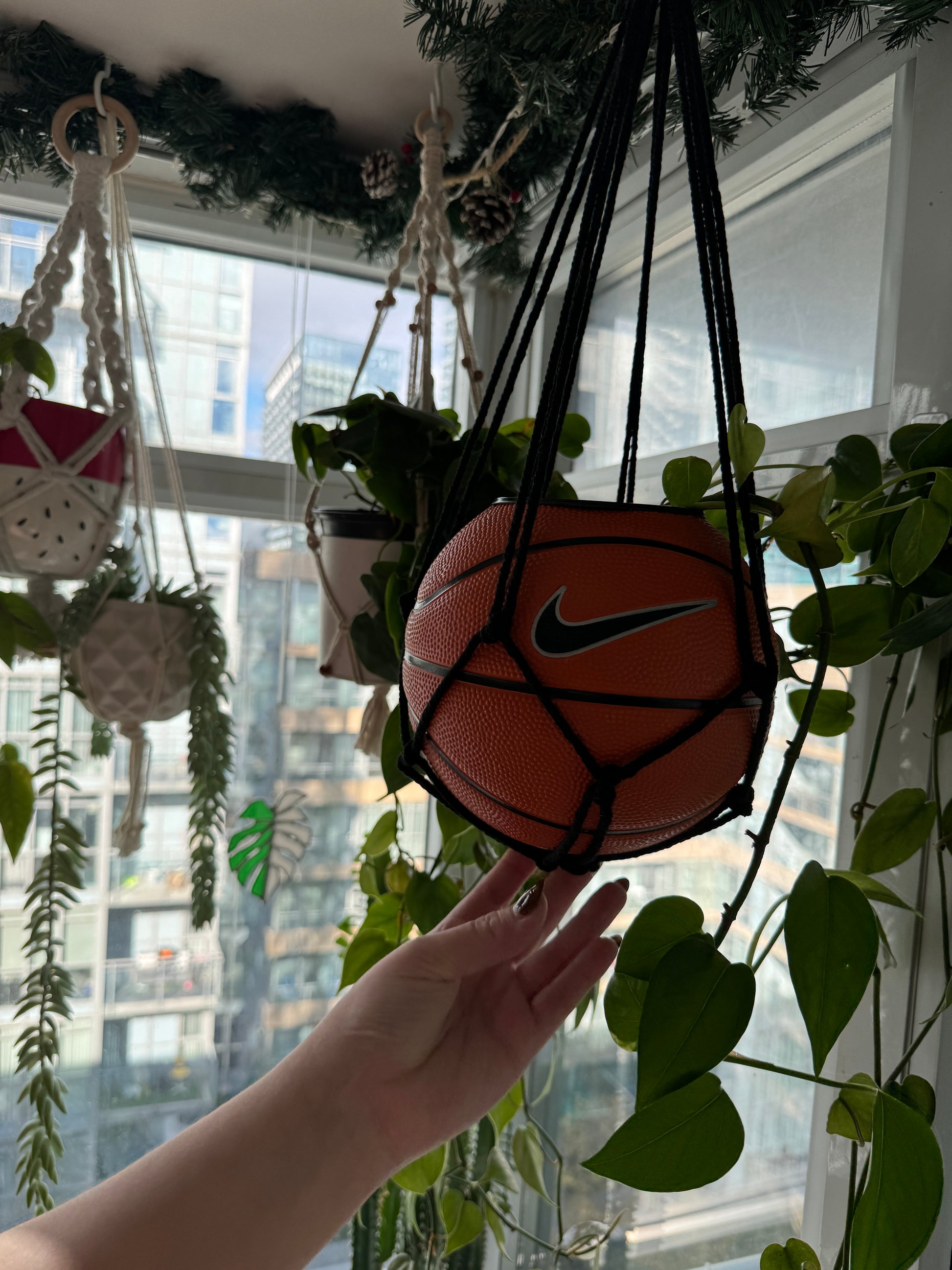 Nike Mini Basketball Hanging Planter (Black Macrame OG)