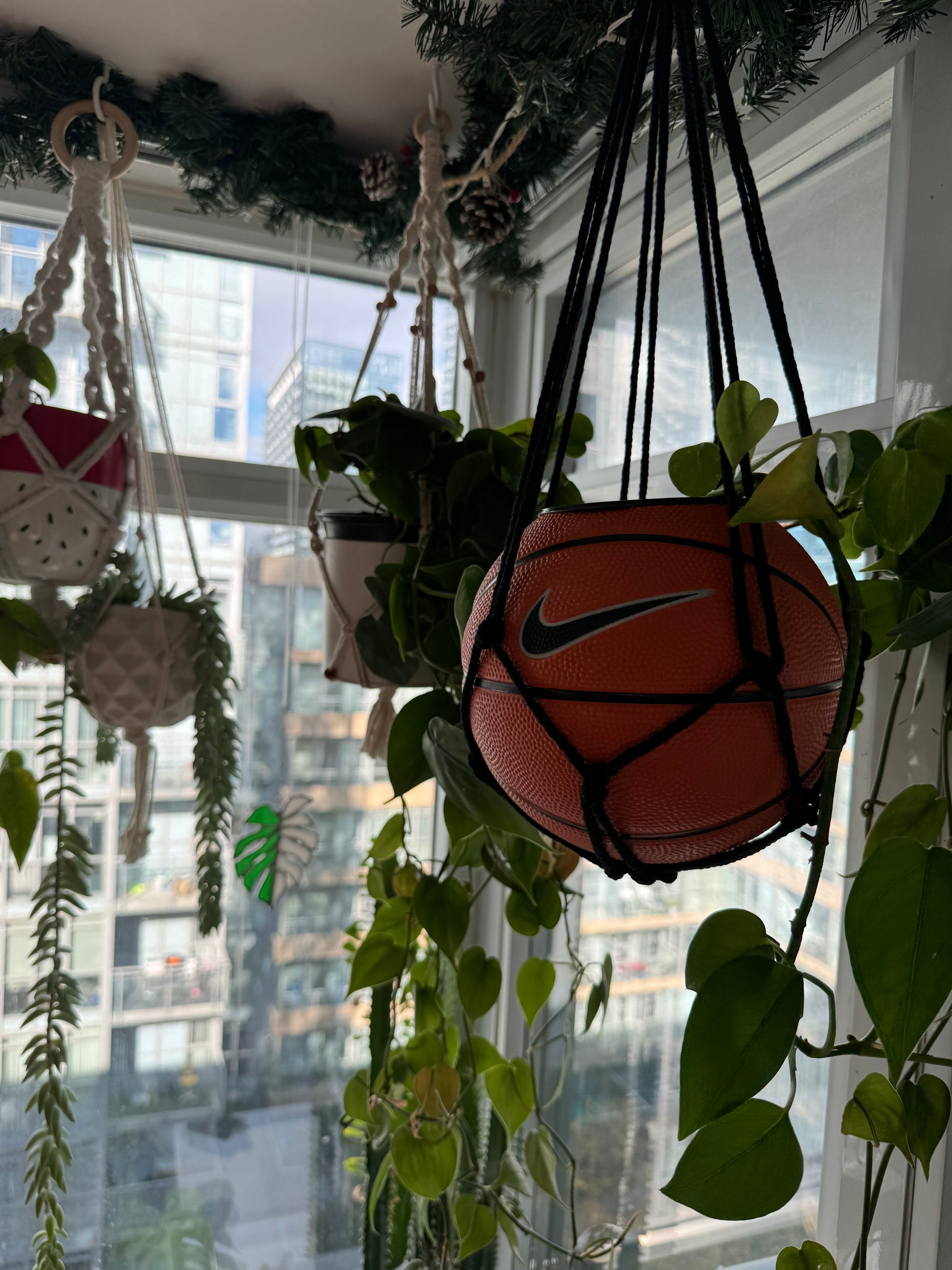 Nike Mini Basketball Hanging Planter (Black Macrame OG)