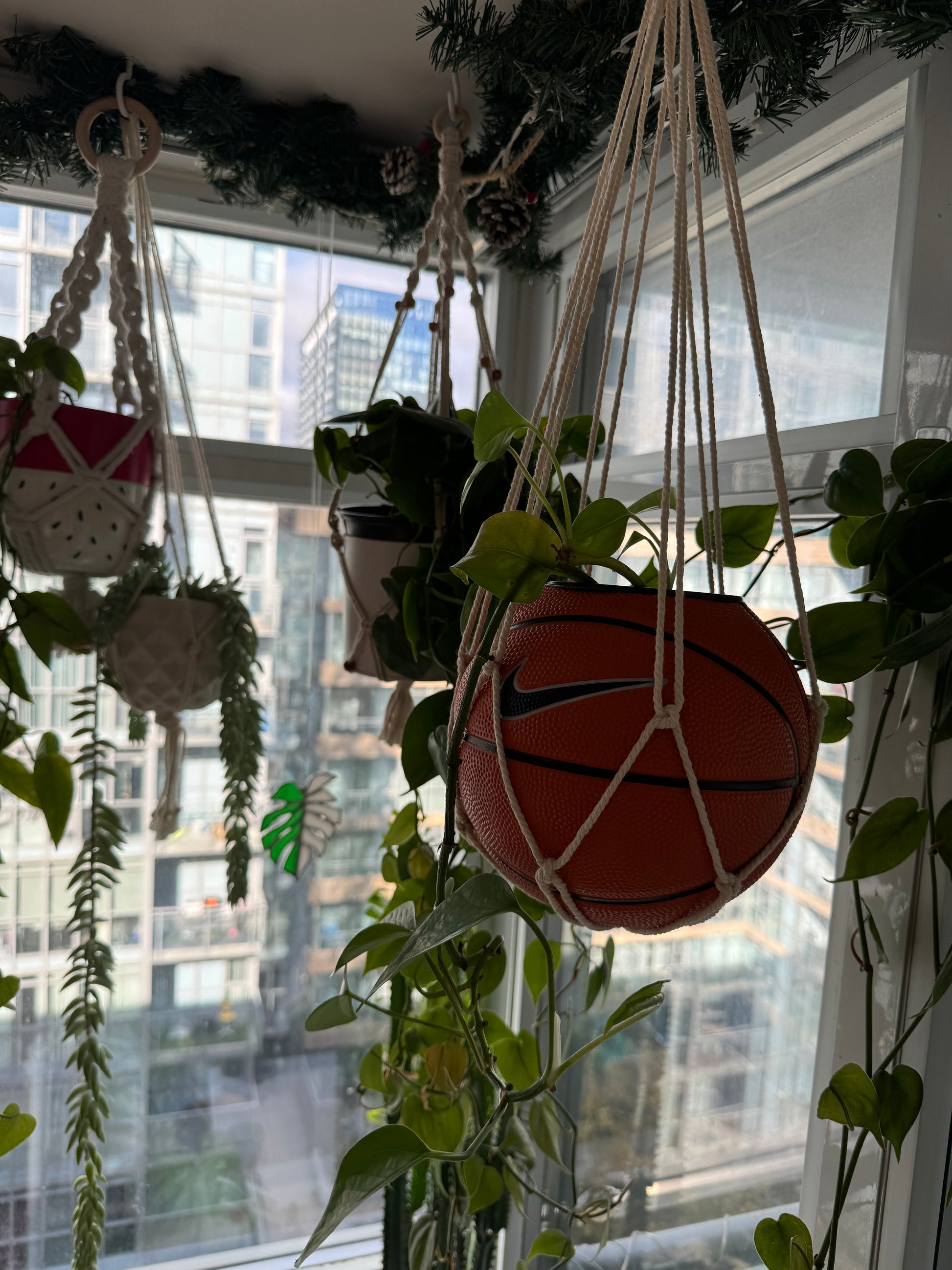 Nike Mini Basketball Hanging Planter (White Macrame OG)