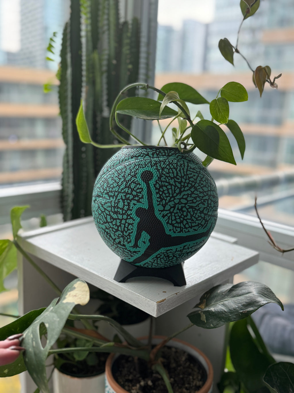 Nike Jordan Mini Basketball Planter (Turquoise Elephant Cement)