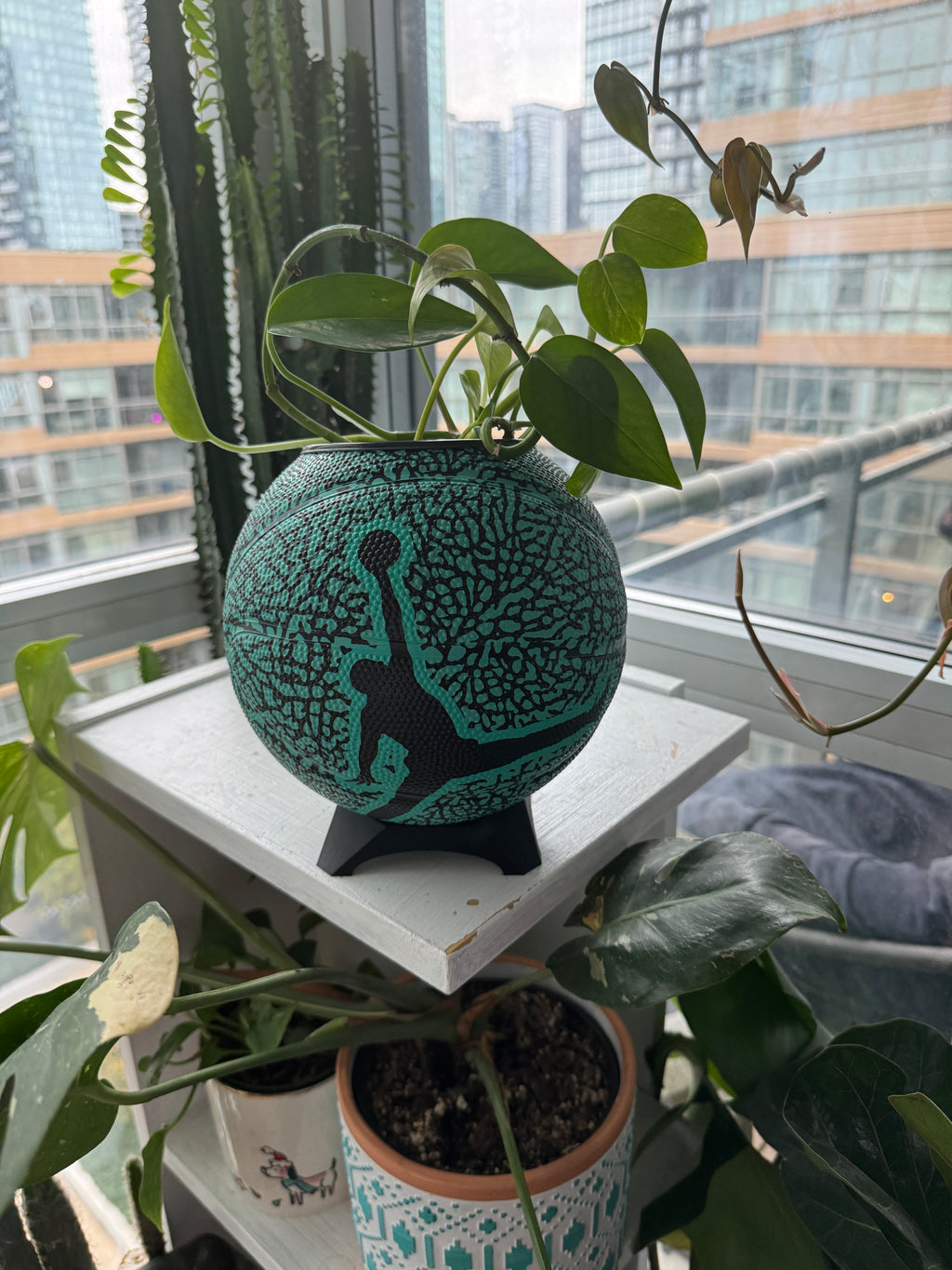 Nike Jordan Mini Basketball Planter (Turquoise Elephant Cement)