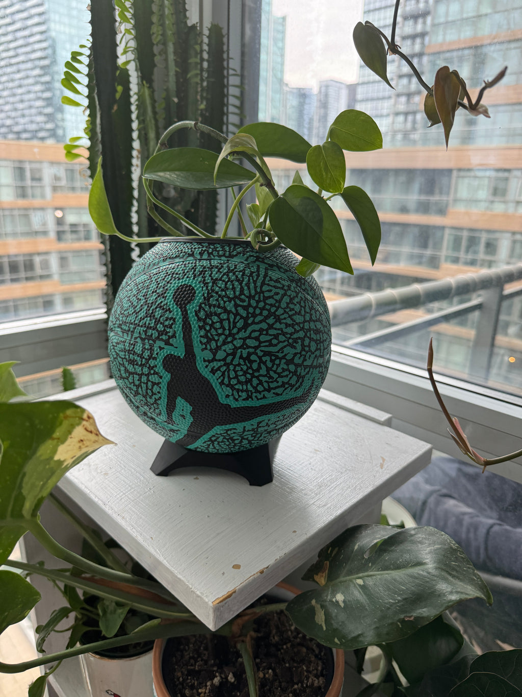 Nike Jordan Mini Basketball Planter (Turquoise Elephant Cement)