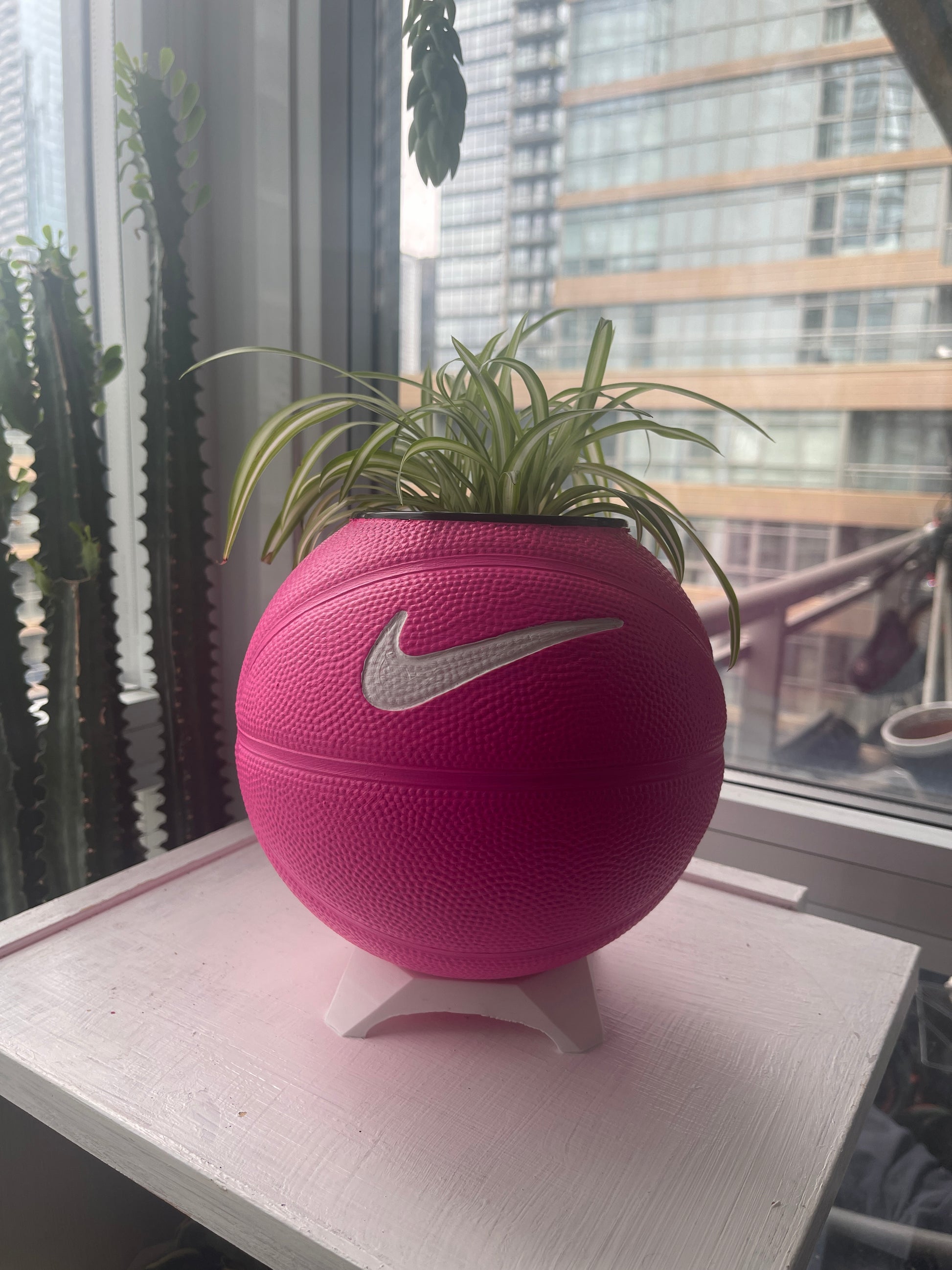 Nike Mini Basketball Planter (Hot Pink & White)