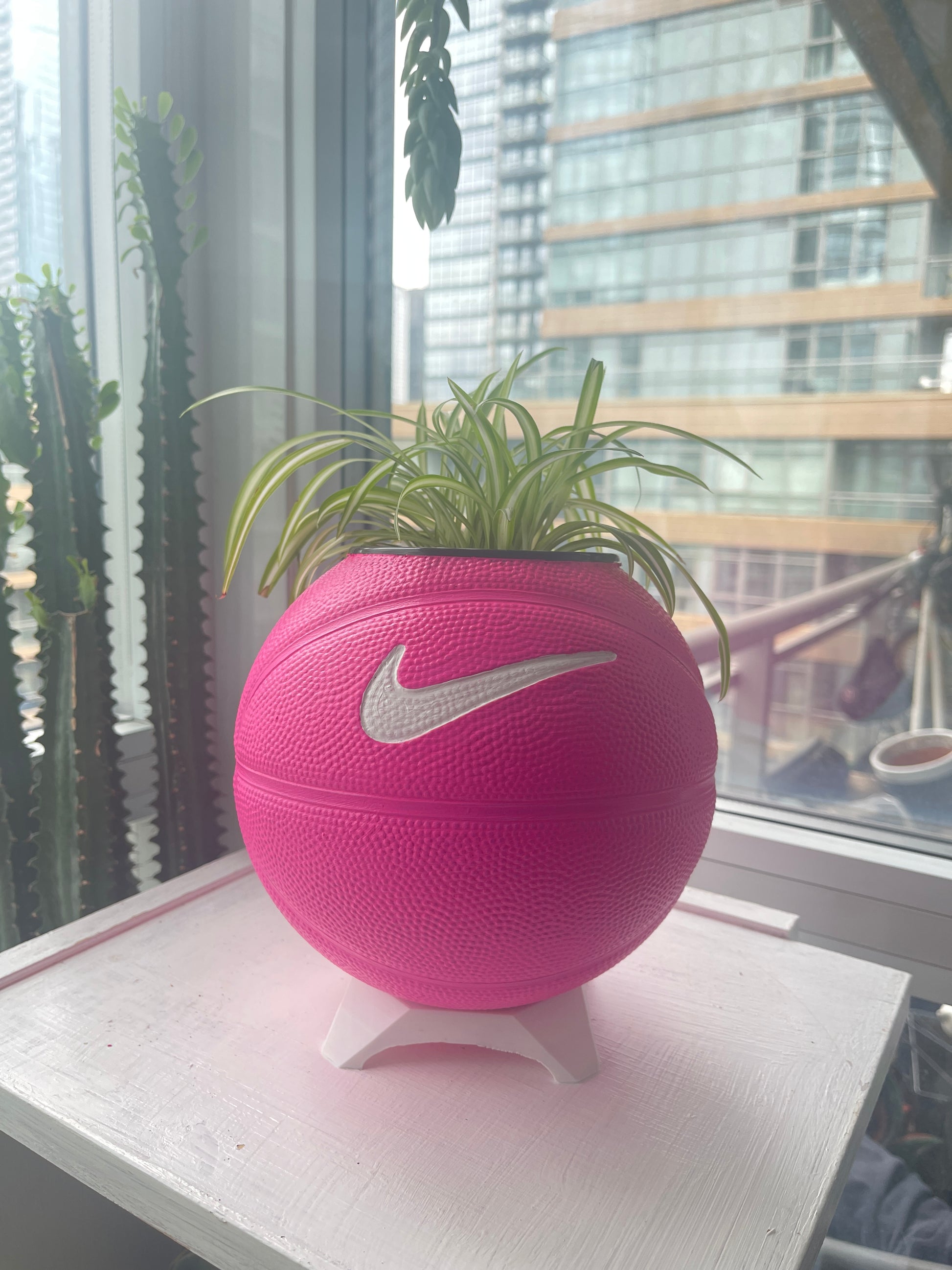 Nike Mini Basketball Planter (Hot Pink & White)