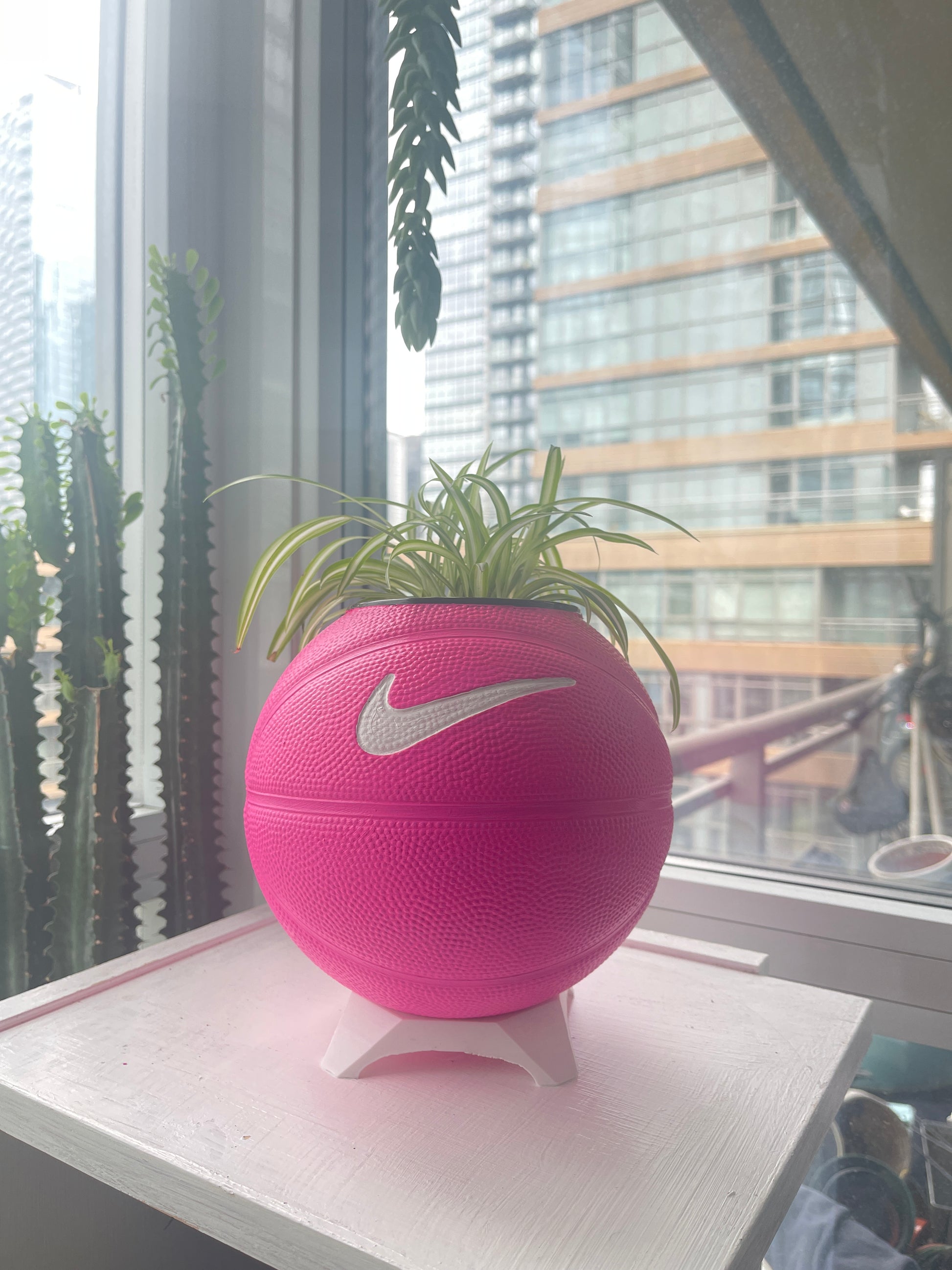 Nike Mini Basketball Planter (Hot Pink & White)