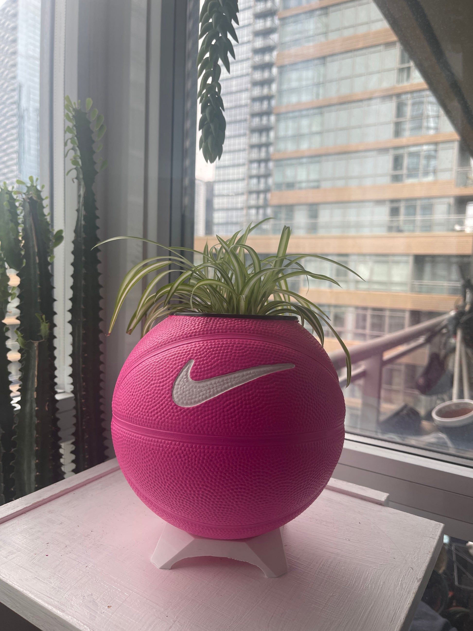 Nike Mini Basketball Planter (Hot Pink & White)