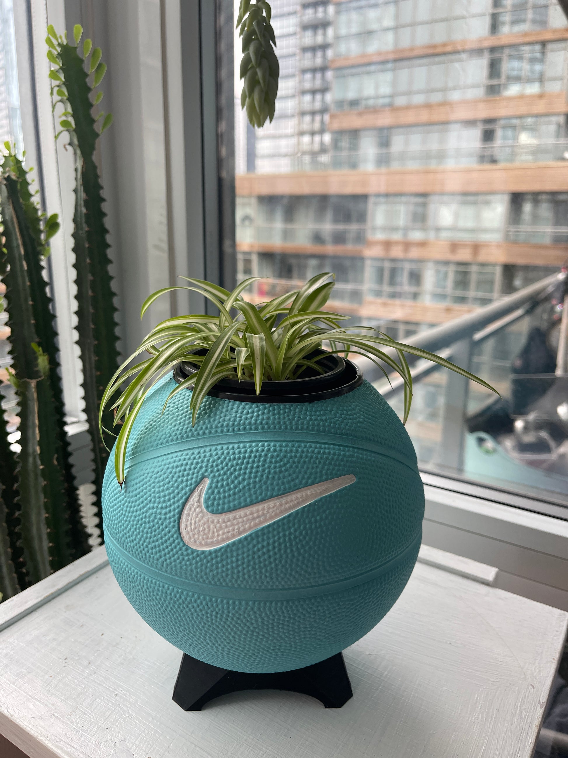 Nike Mini Basketball Planter (Metallic Teal & White)
