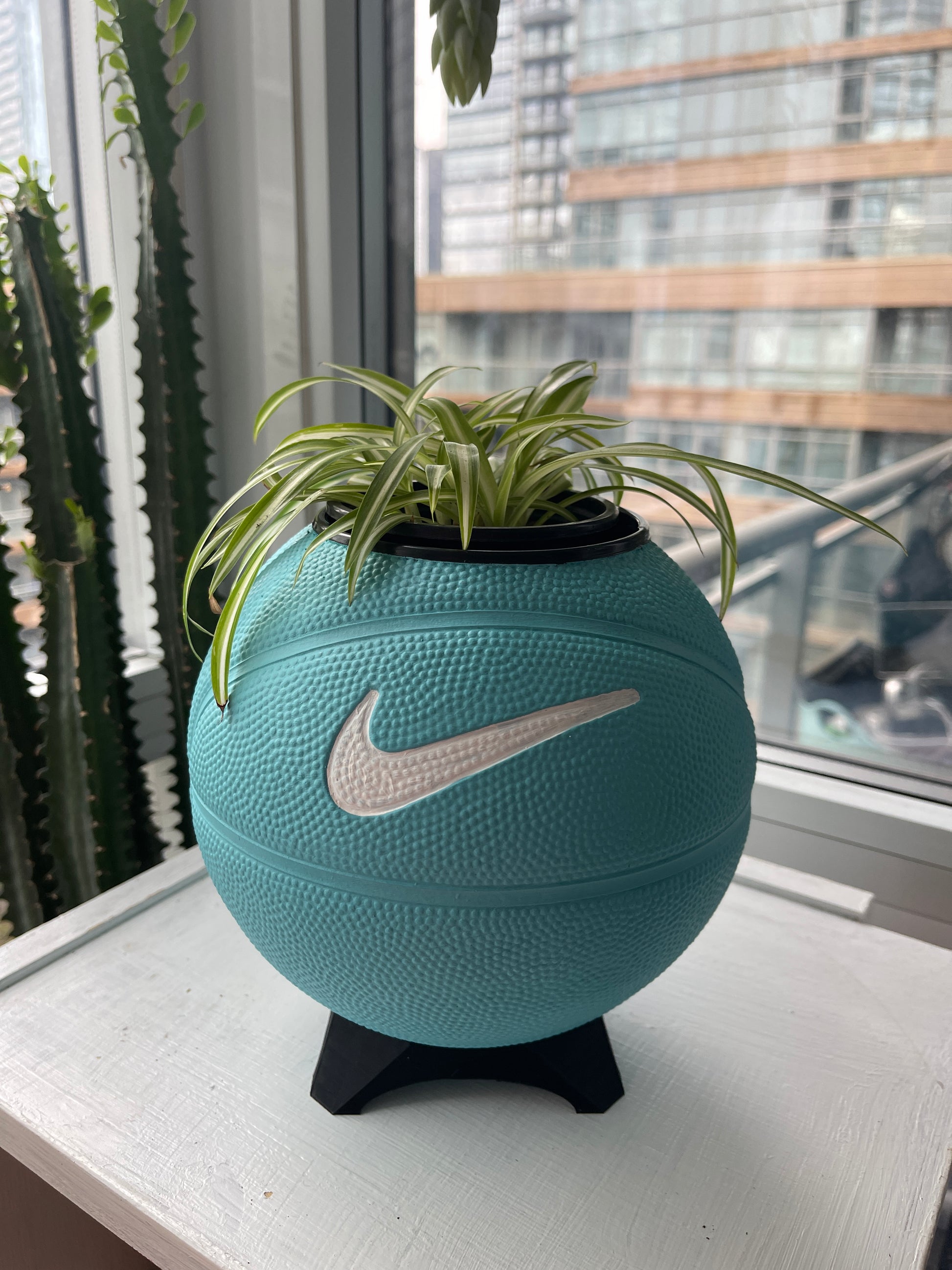 Nike Mini Basketball Planter (Metallic Teal & White)