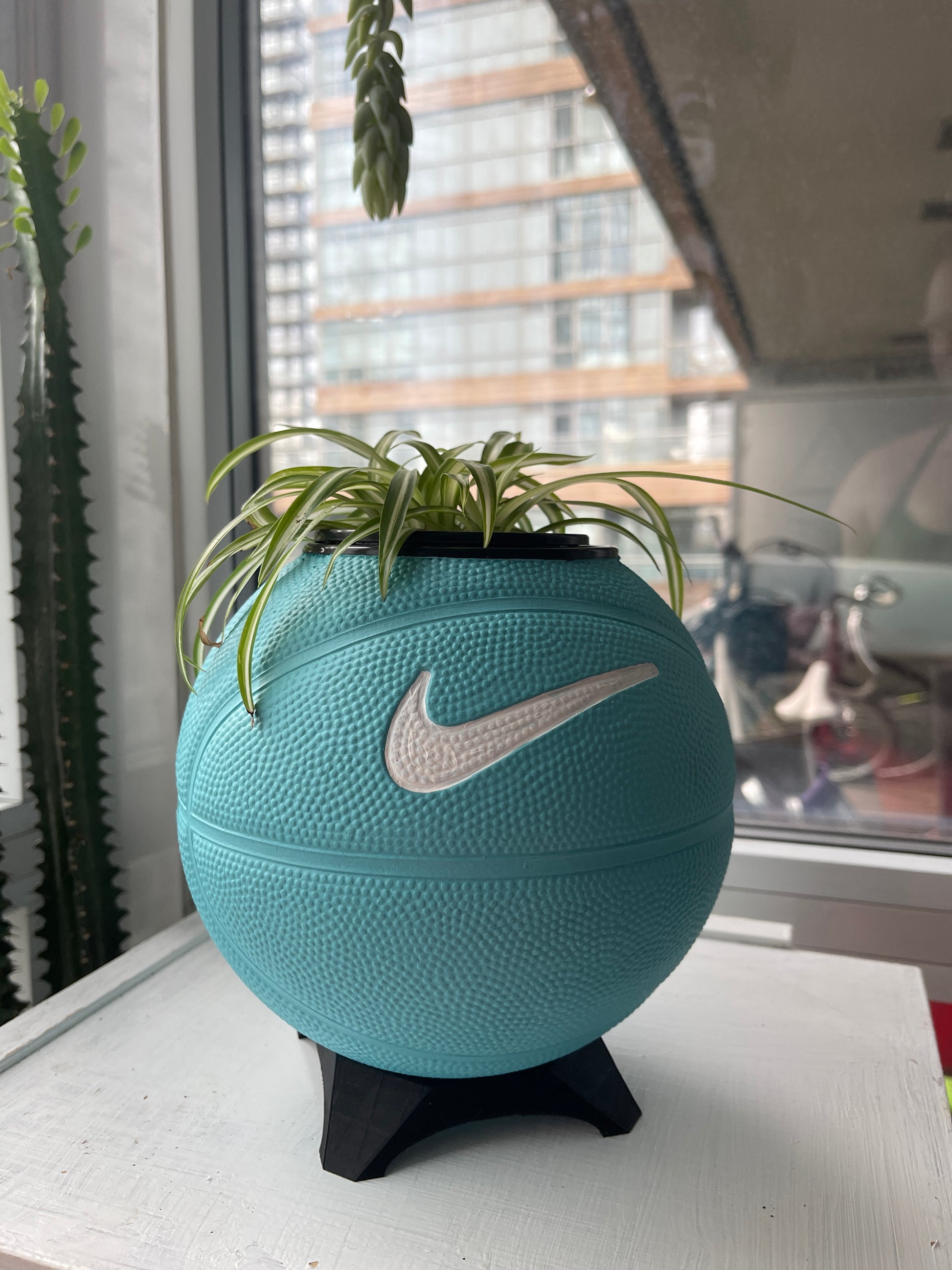 Nike Mini Basketball Planter (Metallic Teal & White)