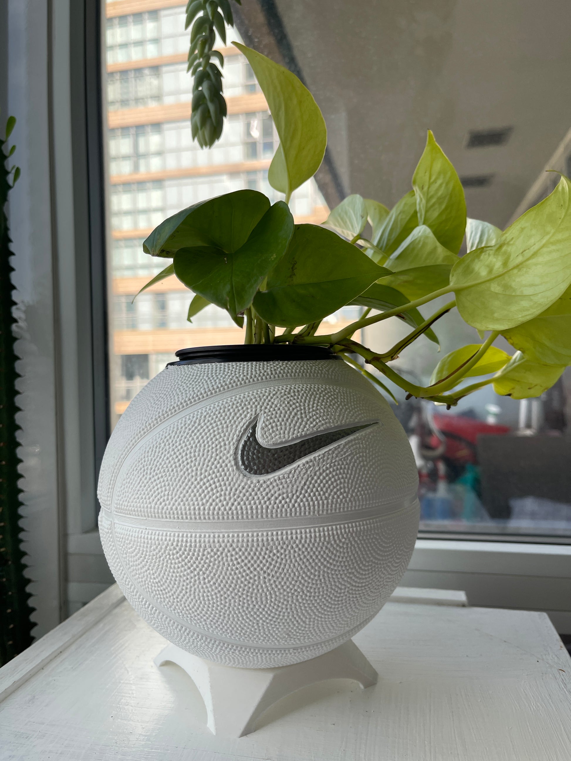 Nike Mini Basketball Planter (White & Silver Streak)