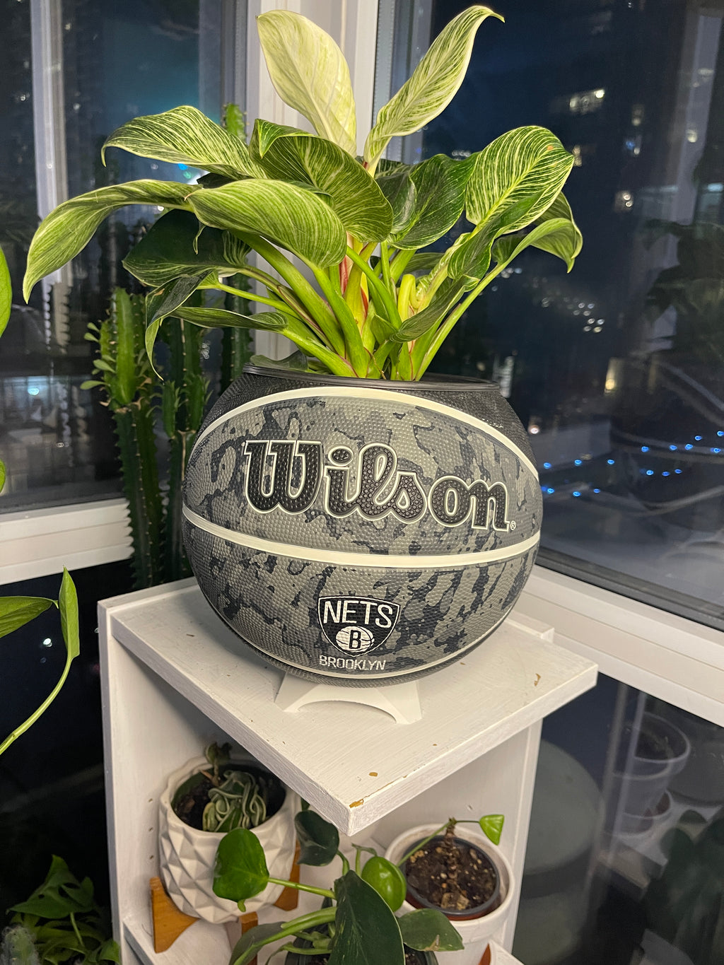 Large Basketball Planter (Brooklyn Nets - Tie Dye)