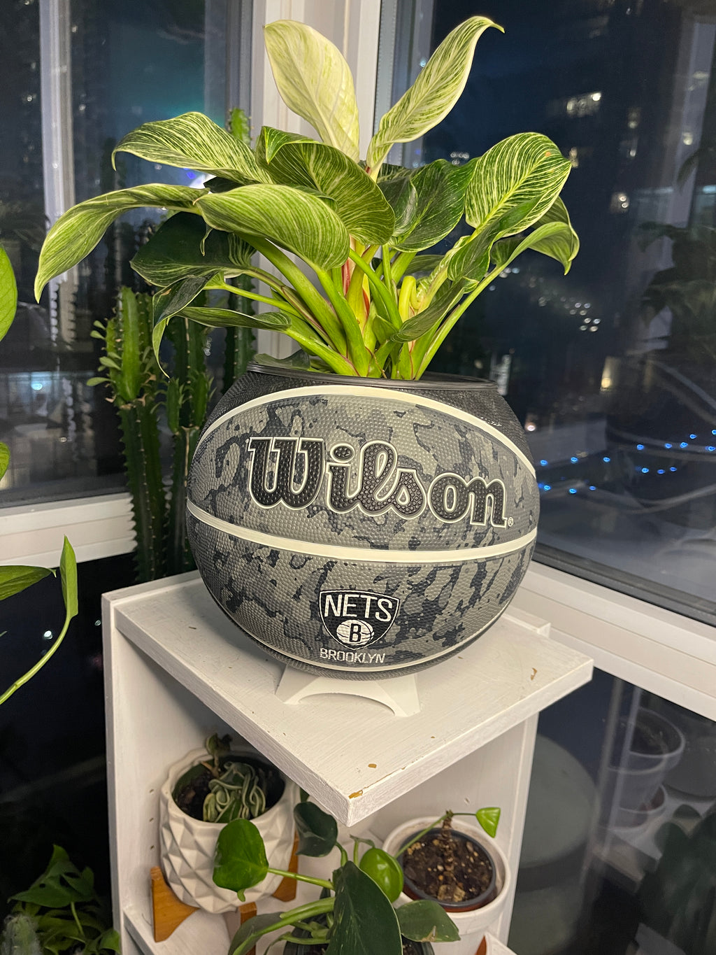 Large Basketball Planter (Brooklyn Nets - Tie Dye)