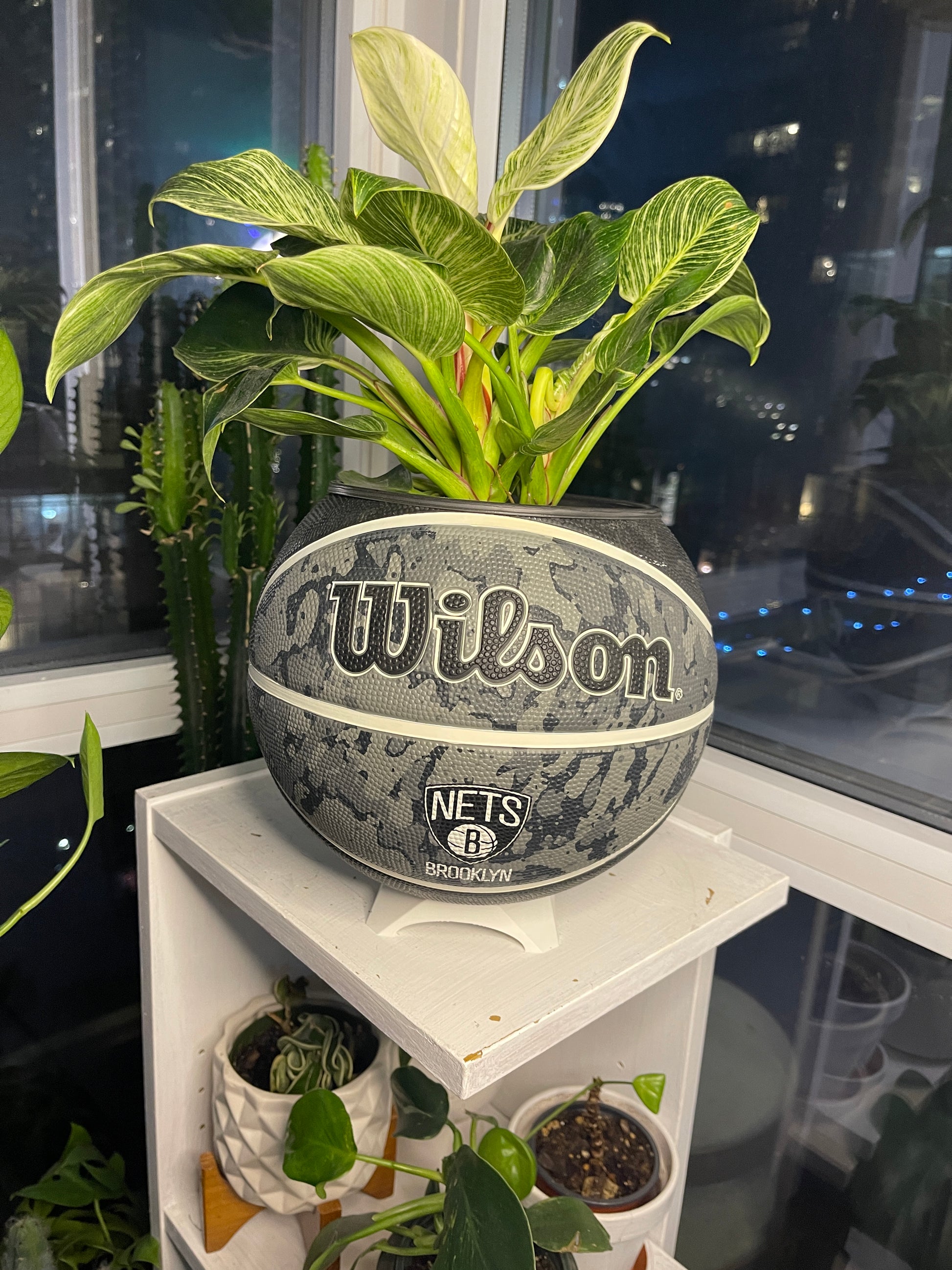Large Basketball Planter (Brooklyn Nets - Tie Dye)